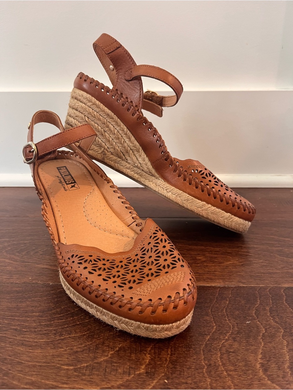 PIKOLINOS Vila Brown Leather Wedge Sandals